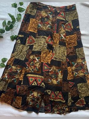 Vintage | Intriguing Threads 90s Front Button Midi Skirt | Size Small
